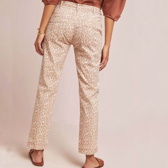Anthropologie Tan Leopard Print The Wanderer Utility Pants Sz 26 - Picture 11 of 13